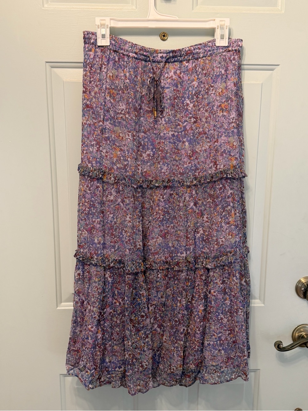 Anthropologie Lavender Floral Tiered Maxi Skirt - Picture 5 of 5